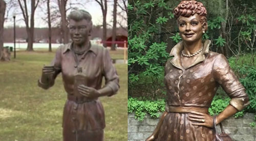 Lucille Ball Scary Statue Replaced With a Less Nightmare 